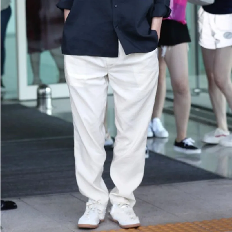 Мужские повседневные брюки Li minhao, весна-лето 2021, Модные свободные прямые бежевые брюки 
Мужские повседневные брюки Li minhao, весна-лето 2021, Модные свободные прямые бежевые брюки