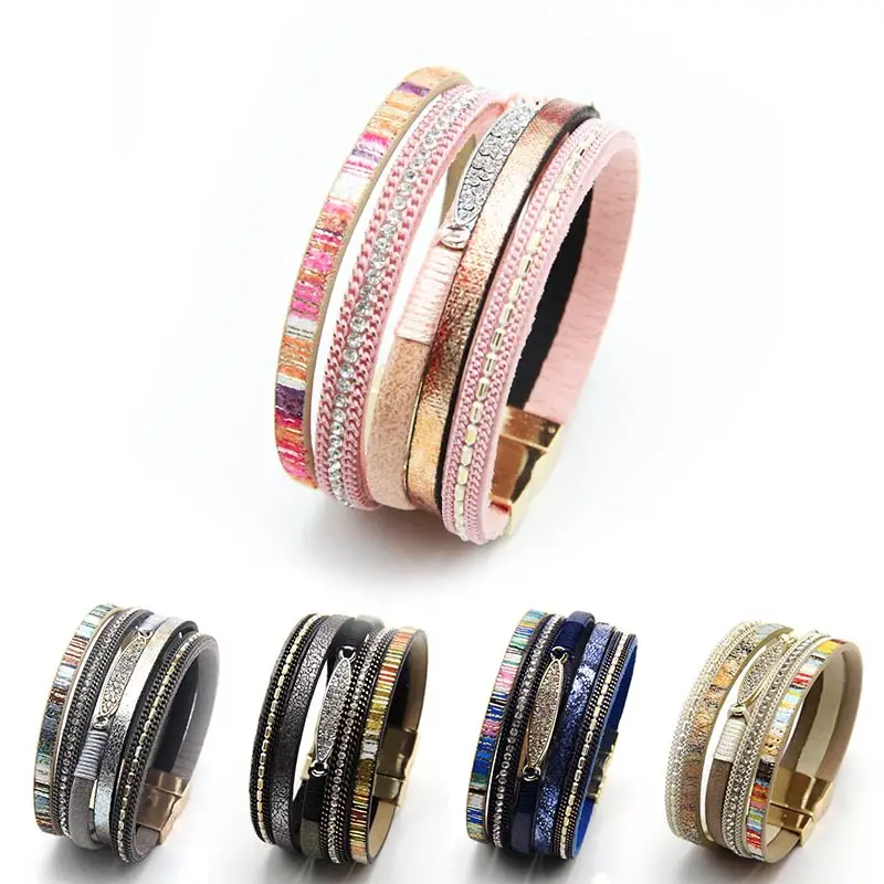 Fashion Bohemian Crystal Bracelet 1PC Female Rhinestones Multilayer Woven Leather Charm Bracelets
Fashion Bohemian Crystal Bracelet 1PC Female Rhinestones Multilayer Woven Leather Charm Bracelets
