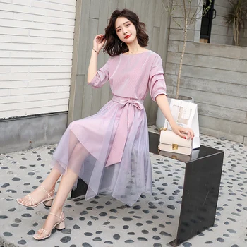 Two Pieces Set Korean Style Women Office A Line Dress 2020 Pink Stripe Summer Formal Half Sleeve O Neckl Slim Work Sashes Dress
Two Pieces Set Korean Style Women Office A Line Dress 2020 Pink Stripe Summer Formal Half Sleeve O Neckl Slim Work Sashes Dress