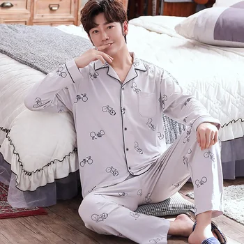 Men Pajamas Sets Cotton Pyjamas Sleepwear Nightwear Long Sleeve Printed Striped Casual
Men Pajamas Sets Cotton Pyjamas Sleepwear Nightwear Long Sleeve Printed Striped Casual
