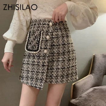 Irregular High Waist Plaid Skirt Women Vintage Woolen Skirt Mujer Autumn Winter 2019 Bodycon A-line Skirt Punk Jupe Petticoat 
Irregular High Waist Plaid Skirt Women Vintage Woolen Skirt Mujer Autumn Winter 2019 Bodycon A-line Skirt Punk Jupe Petticoat