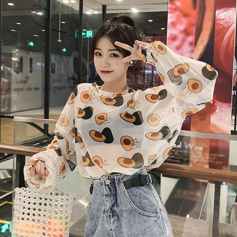 2019 Newest Summer Women's Retro Casual O Neck Avocado Print Long Sleeve Loose Perspective Sun Protection T-Shirt
2019 Newest Summer Women's Retro Casual O Neck Avocado Print Long Sleeve Loose Perspective Sun Protection T-Shirt
