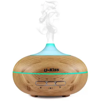 U-kiss Ultrasonic Aroma Diffuser Human Body Induction Essential Oil Diffuser Aromatherapy Diffuser Wood Grain Humidificador Mini