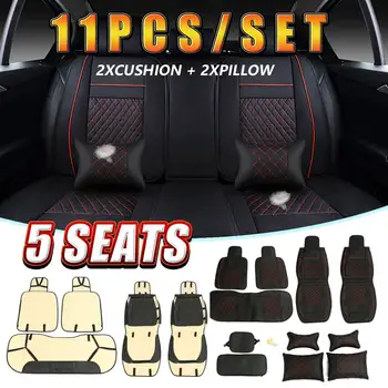 Audew 11pcs/set Car Seat Cover Black Red Needlework PU Leather + Foam Full Surround Set Four Seasons Universal For 5 Seat Car
Audew 11pcs/set Car Seat Cover Black Red Needlework PU Leather + Foam Full Surround Set Four Seasons Universal For 5 Seat Car