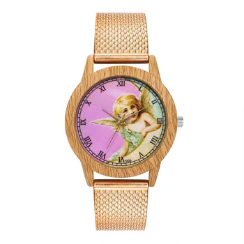 Luxury Ladies Quartz Watch Rose Gold Silicone Strap Cute Angel Baby Pattern Imitation Wood Alloy Dial Watches For Women Gift 206
Luxury Ladies Quartz Watch Rose Gold Silicone Strap Cute Angel Baby Pattern Imitation Wood Alloy Dial Watches For Women Gift 206
