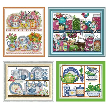 Joy Sunday Counted Cross Stitch Kits Tableware Patterns 14CT 11CT Printed Handmade Stamped Embroidery Needlework Decoration Sets
Joy Sunday Counted Cross Stitch Kits Tableware Patterns 14CT 11CT Printed Handmade Stamped Embroidery Needlework Decoration Sets