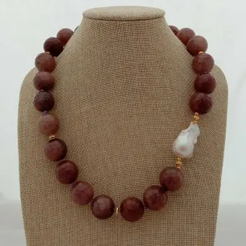 20'' 18mm Strawberry Quartz Lepidocrocite White Keshi Pearl Necklace
20'' 18mm Strawberry Quartz Lepidocrocite White Keshi Pearl Necklace