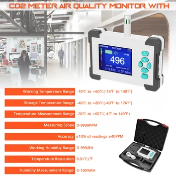 CO2 Detector Tester Digital Carbon Dioxide Meter Air Quality Detector with Storagecase Air Quality Monitor
CO2 Detector Tester Digital Carbon Dioxide Meter Air Quality Detector with Storagecase Air Quality Monitor