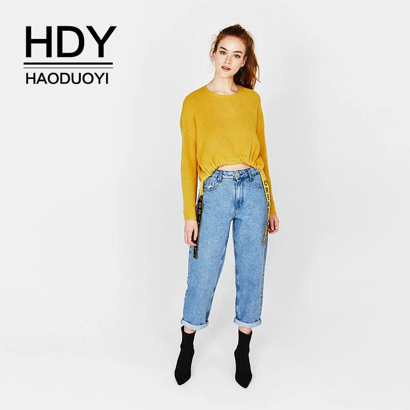 HDY Haoduoyi Autumn INS Fashion Popular Casual Tops Short Letter Printed Asymmetrical Youth Midriff Ruched O-Neck Knit Sweater
HDY Haoduoyi Autumn INS Fashion Popular Casual Tops Short Letter Printed Asymmetrical Youth Midriff Ruched O-Neck Knit Sweater