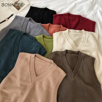 Sweater Vest V-neck Knitting Sleeveless Casual Solid Loose Clothing High Quality Korean Asymmetric All-match Chic Fashion Womens 
Sweater Vest V-neck Knitting Sleeveless Casual Solid Loose Clothing High Quality Korean Asymmetric All-match Chic Fashion Womens