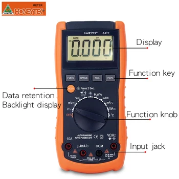 Multimeter automatic A617 frequency capacitance temperature meter tester electrical testers and multimeter
Multimeter automatic A617 frequency capacitance temperature meter tester electrical testers and multimeter