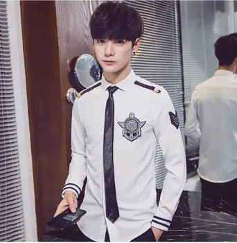 New arrival High-end Men's long sleeved shirt personality Hair stylist Tops Male air force pilots uniform costumes shirts
New arrival High-end Men's long sleeved shirt personality Hair stylist Tops Male air force pilots uniform costumes shirts