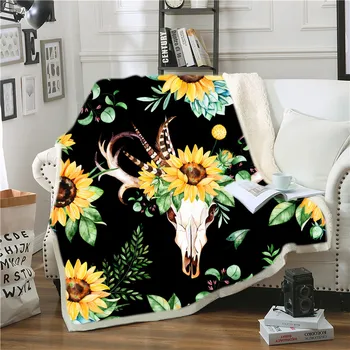 Sheep Head Skull Sunfowers Bed Blankets Thick Double-Layer Plush Blanket Lightweight Travel Camping Throw for Kids Adults Gift
Sheep Head Skull Sunfowers Bed Blankets Thick Double-Layer Plush Blanket Lightweight Travel Camping Throw for Kids Adults Gift