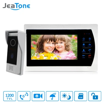 

JeaTone 7" Wired Video Intercom doorbell with camera 1/3" CMOS 1200TVL High Resolution security system Kit