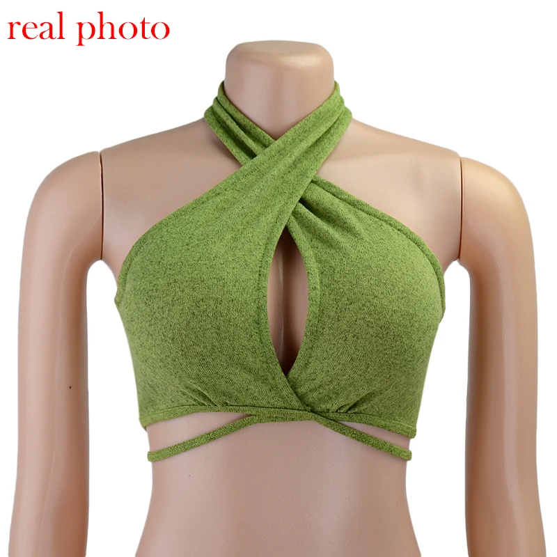 Cryptographic Green Sexy Bandage Halter Crop Tops for Women Sleeveless Backless Club Party Chic Wrap Cropped Top Slim Streetwear Cryptographic Green Sexy Bandage Halter Crop Tops for Women Sleeveless Backless Club Party Chic Wrap Cropped Top Slim Streetwear