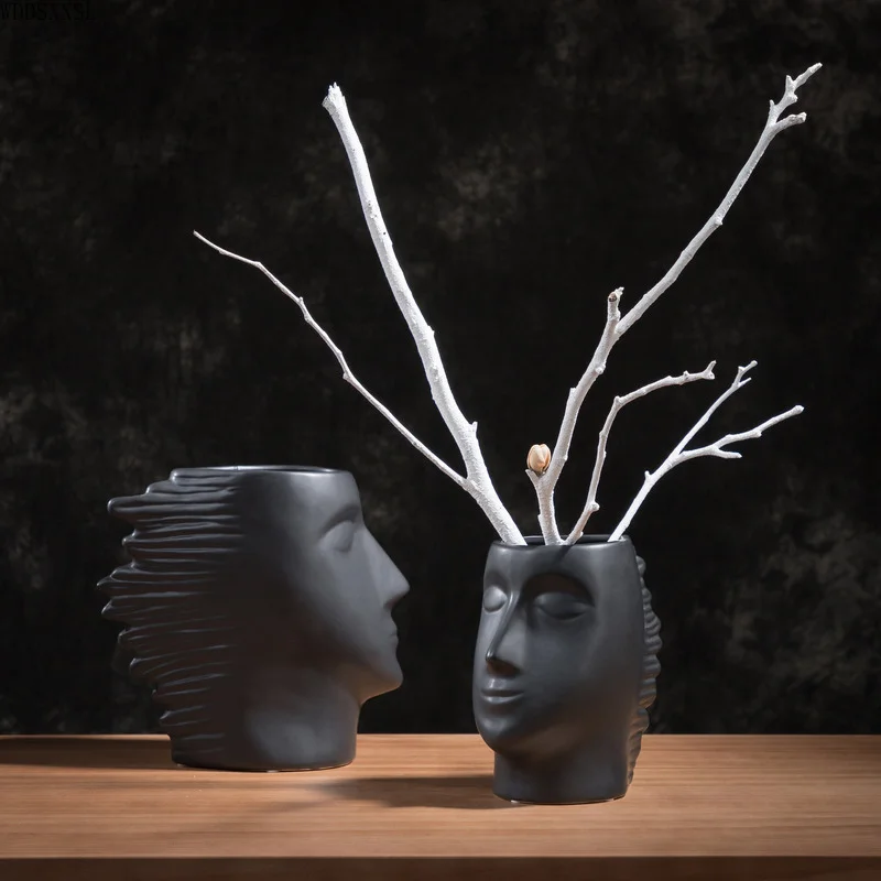 WDDSXXJSL Nordic Creative Human Face Art Matte Black Vase Ceramic Crafts Cafe Studio Home Living Room Flower Arrangement Vase
WDDSXXJSL Nordic Creative Human Face Art Matte Black Vase Ceramic Crafts Cafe Studio Home Living Room Flower Arrangement Vase