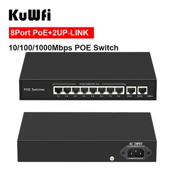 KuWFi 10/100/1000Mbps 8 POE Ports and 2 RJ45 Uplink Ports IEEE 802.3,IEEE 802.3u,IEEE 802.3ab,IEEE802.3af/at Standard POE Switch 
KuWFi 10/100/1000Mbps 8 POE Ports and 2 RJ45 Uplink Ports IEEE 802.3,IEEE 802.3u,IEEE 802.3ab,IEEE802.3af/at Standard POE Switch