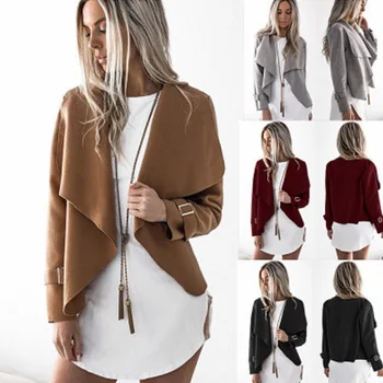 Women Jacket Outwear Long Sleeve Irregular Hem New Autumn Cardigans Casual Lapel Woolen Coat Solid Turn-down Collar Slim
Women Jacket Outwear Long Sleeve Irregular Hem New Autumn Cardigans Casual Lapel Woolen Coat Solid Turn-down Collar Slim