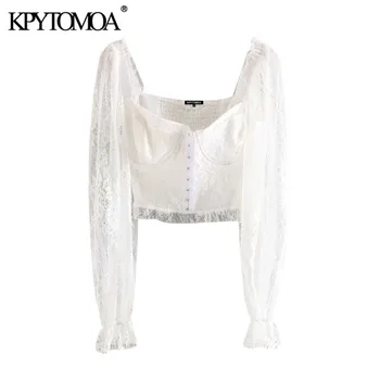 KPYTOMOA Women 2020 Sexy Fashion See Through Lace Cropped Blouses Vintage Puff Sleeve Back Elastic Female Shirts Chic Tops
KPYTOMOA Women 2020 Sexy Fashion See Through Lace Cropped Blouses Vintage Puff Sleeve Back Elastic Female Shirts Chic Tops