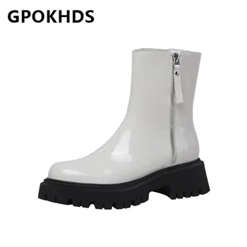 GPOKHDS 2021 women Ankle boots Cow leather Winter short plush Round Toe Zipper Platform Med heels female Riding boots size 39
GPOKHDS 2021 women Ankle boots Cow leather Winter short plush Round Toe Zipper Platform Med heels female Riding boots size 39