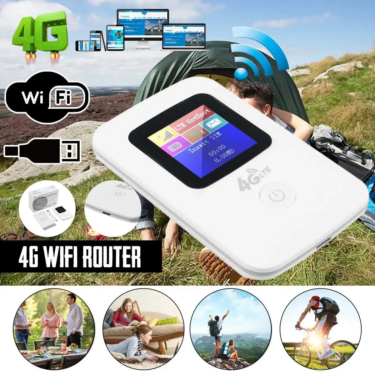 4G LTE Mobile WiFi Wireless Router Hotspot LED Lights Supports 10 Users Portable Router Modem for Car Home Mobile Travel Camping
4G LTE Mobile WiFi Wireless Router Hotspot LED Lights Supports 10 Users Portable Router Modem for Car Home Mobile Travel Camping