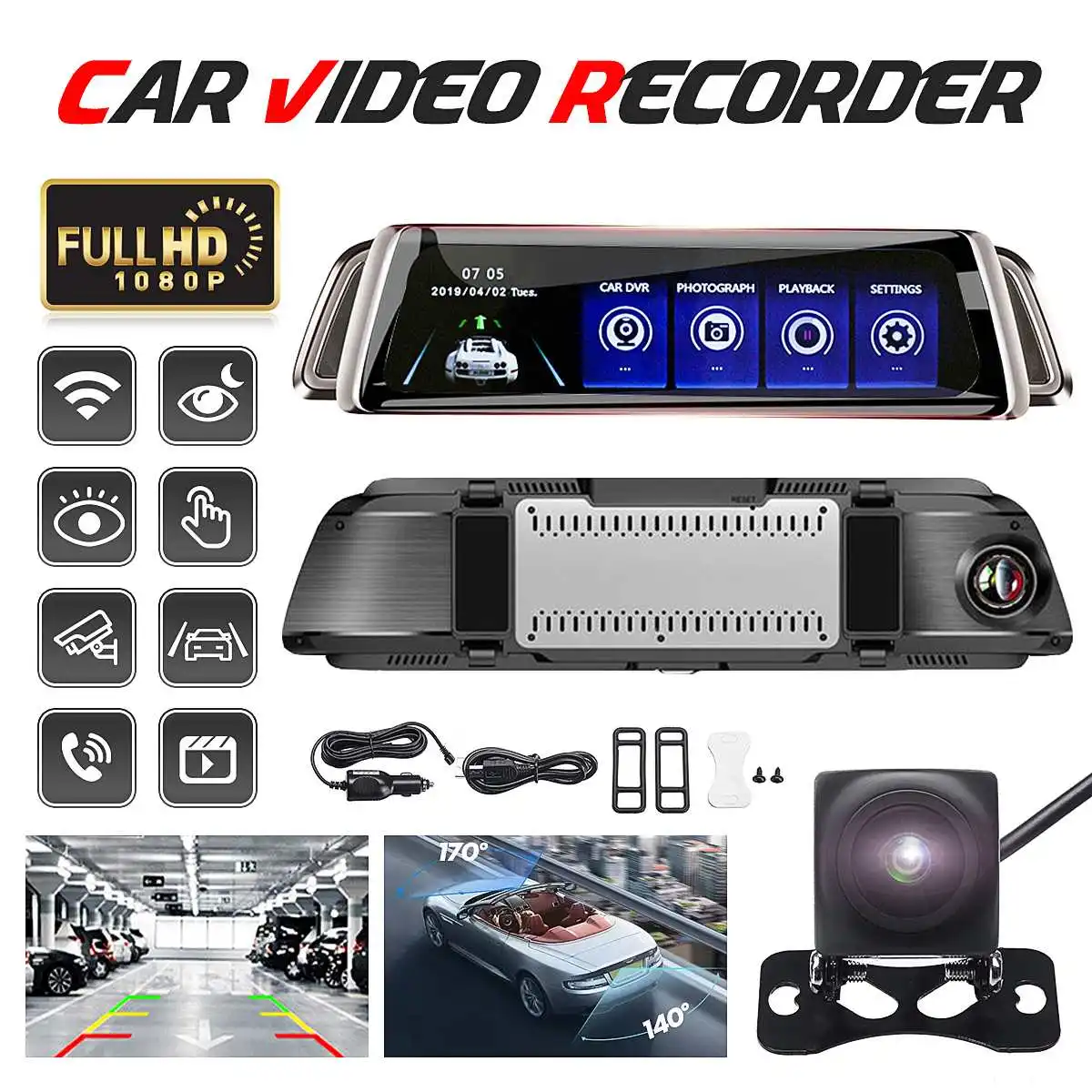 10 Inch 1080P IPS Full Touches Screen Car DVR Rear View Mirror Car Dvr full HD Car Driving Video Recorder Dual Lens Camcorder
10 Inch 1080P IPS Full Touches Screen Car DVR Rear View Mirror Car Dvr full HD Car Driving Video Recorder Dual Lens Camcorder