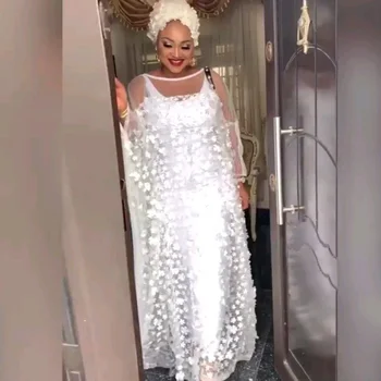 Plus Size Dashiki Traditional African Maxi Dress Women Africa Ankara Dress Elegant White Flower Lace Embroidery Vestido De Festa 
Plus Size Dashiki Traditional African Maxi Dress Women Africa Ankara Dress Elegant White Flower Lace Embroidery Vestido De Festa