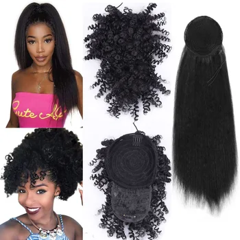 Afro High Puff Hair Bun Kinky Curly Drawstring Ponytail With Bangs Pony Tail Hairpiece Clip in Hair Extensions for Women
Afro High Puff Hair Bun Kinky Curly Drawstring Ponytail With Bangs Pony Tail Hairpiece Clip in Hair Extensions for Women