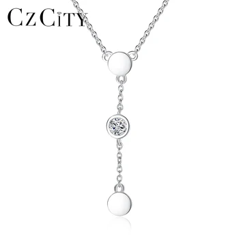 

CZCITY Brand Necklace 925 Sterling Silver Link Chain Necklace Choker Collar Tiny Cubic Zircon Necklace Pendants Women Jewelry