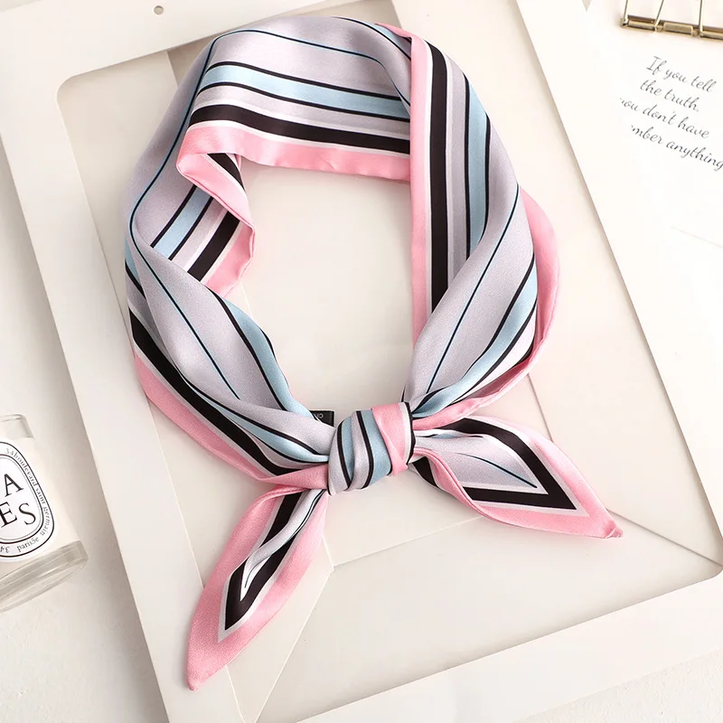 2020 Handkerchief stripe Scarf Print Women Silk Scarf Small Handle Bag Ribbons Female Head Scarves Pink Sharp angle Foulard
2020 Handkerchief stripe Scarf Print Women Silk Scarf Small Handle Bag Ribbons Female Head Scarves Pink Sharp angle Foulard