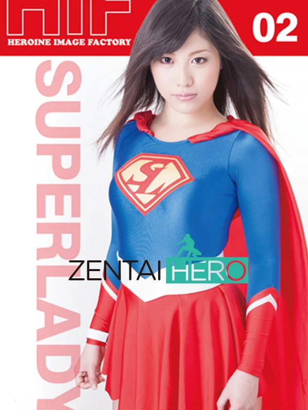 

New Arrival Women's Hero Spandex Bodysuits Sexy Red/Blue Supergirl Lady Zentai Catsuit Movie Sexy Giga Leotard With Cape