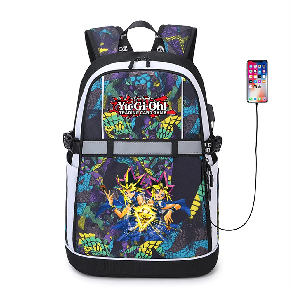 Anime Yu-Gi-Oh! USB Backpack Reflective Stripe Student Zipper Bookbag Oxford Cartoon Teenger Knapsack Schoolbag Bag
Anime Yu-Gi-Oh! USB Backpack Reflective Stripe Student Zipper Bookbag Oxford Cartoon Teenger Knapsack Schoolbag Bag