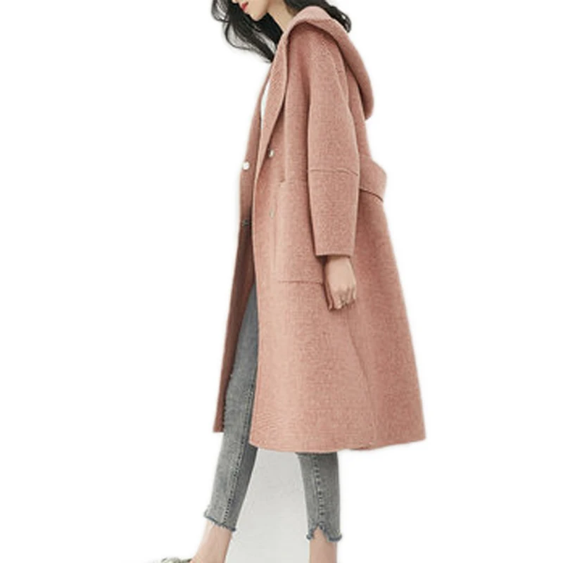 2020 Autumn Winter Women Coat Wool Fashion Double Sided Long Hooded Ladies Overcoat Female Plaid Overcoat casaco feminino LX415
2020 Autumn Winter Women Coat Wool Fashion Double Sided Long Hooded Ladies Overcoat Female Plaid Overcoat casaco feminino LX415
