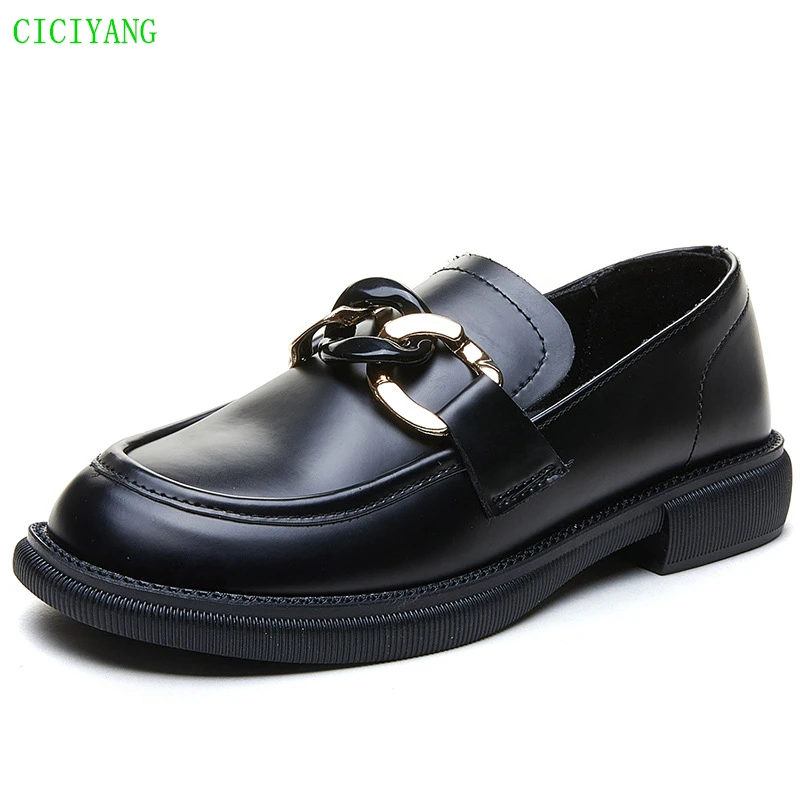 

CICIYANG British Style Genuine Leather Women Shoes 2024 Spring Casual Shallow Mouth Lazy Shoes Ladies Flat Loafers Single Shoes