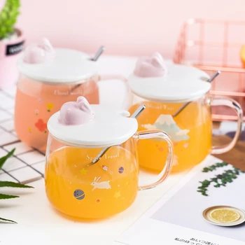 Korean Cute Coffee Glass Cups with Lid Creative Cartoon Dessert Milk Glass Cups Girl De Vidro Kitchen Dining Drinkware YY50GC
Korean Cute Coffee Glass Cups with Lid Creative Cartoon Dessert Milk Glass Cups Girl De Vidro Kitchen Dining Drinkware YY50GC