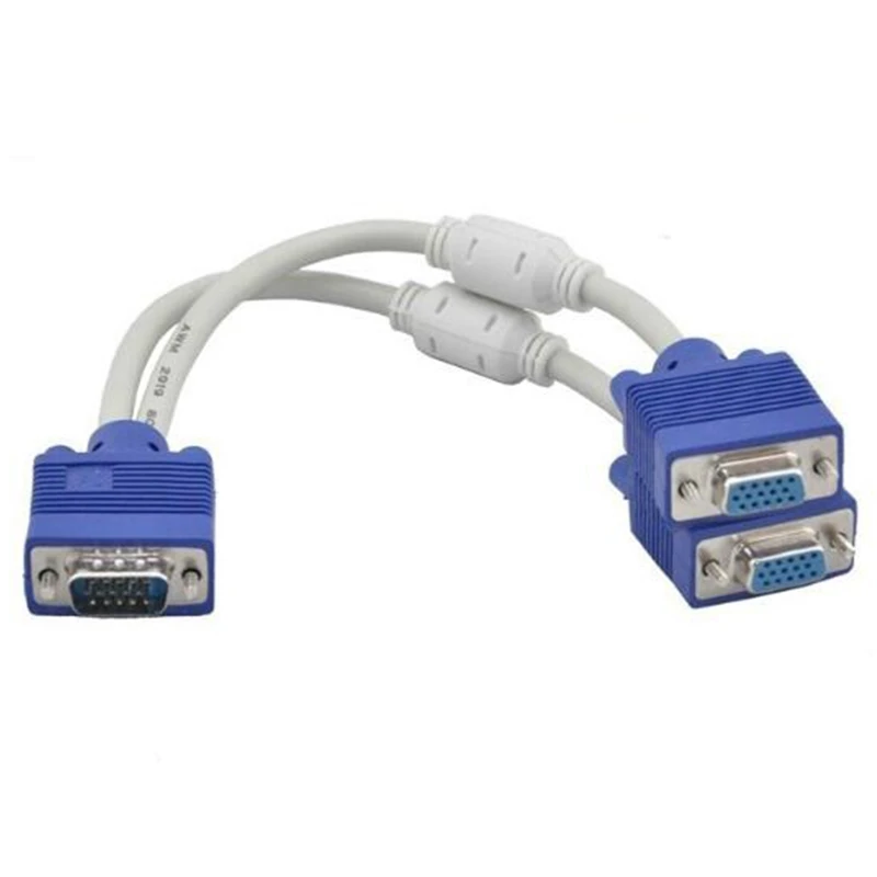 VGA Splitter Cable Computer to Dual 2 Monitor Adapter Connector 15 Pin Two Ports Male to Female
VGA Splitter Cable Computer to Dual 2 Monitor Adapter Connector 15 Pin Two Ports Male to Female