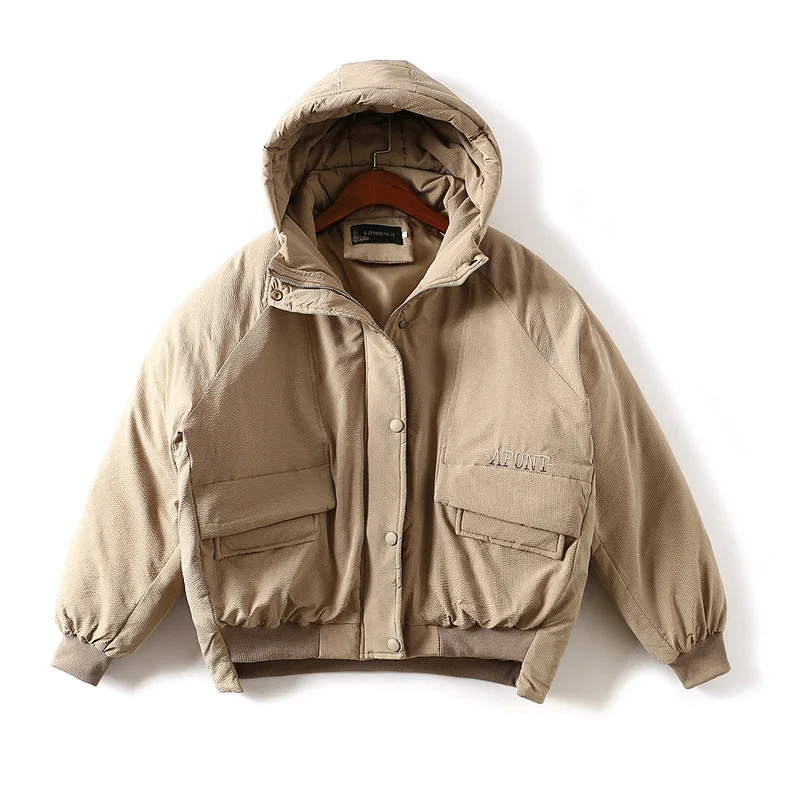 Short down Jacket Women's Winter New Products Lettered Embroidered Loose-Fit Hooded White Duck down Thick down Feather Coat S297 
Short down Jacket Women's Winter New Products Lettered Embroidered Loose-Fit Hooded White Duck down Thick down Feather Coat S297