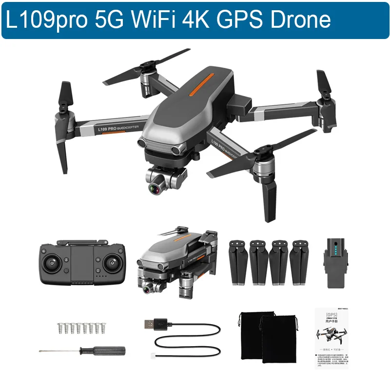 L109 Pro GPS Foldable Camera Drone 4K RC Quadcopter 3-Axis 2.4G Remote Control 5G WiFi Smartphone Control Brushless FPV Drones
L109 Pro GPS Foldable Camera Drone 4K RC Quadcopter 3-Axis 2.4G Remote Control 5G WiFi Smartphone Control Brushless FPV Drones