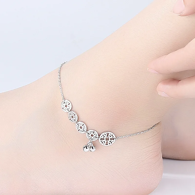S925 Fine Silver Anklet Women's Korean-style MORI Series Lucky Bell Money Retro Coin Foot Ornaments Nation Elegant Silver
S925 Fine Silver Anklet Women's Korean-style MORI Series Lucky Bell Money Retro Coin Foot Ornaments Nation Elegant Silver