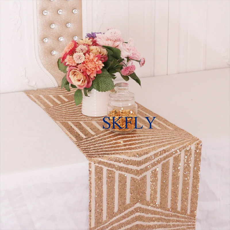 RU007D New arrival Wedding custom made beaded gold geometric pattern sequin table runner
RU007D New arrival Wedding custom made beaded gold geometric pattern sequin table runner