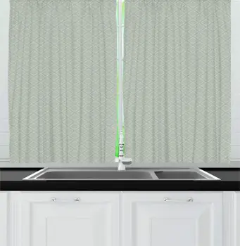 Dark Sea Green Eggshell Abstract Kitchen Curtains Repeating Diagonal Squares Pattern with Stripes in Hazy Pastel Tones for Kitch
Dark Sea Green Eggshell Abstract Kitchen Curtains Repeating Diagonal Squares Pattern with Stripes in Hazy Pastel Tones for Kitch
