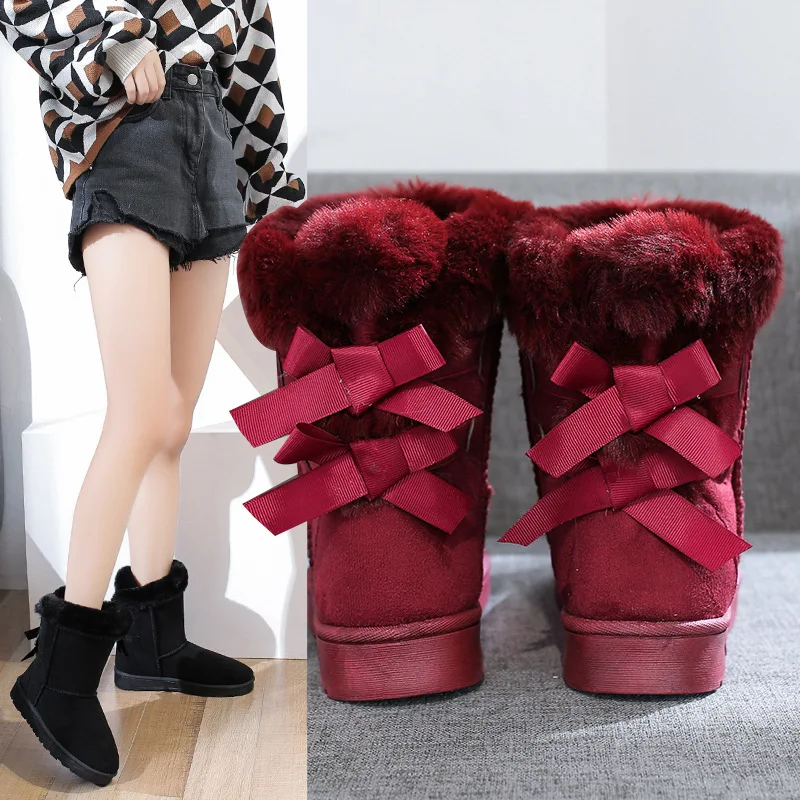 Snow Boots Women Winter TheNew Fashion Ankle Butterfly-knot Slip-On Round Toe Flat With Solid Plush Keep Warm Boots Short Tube
Snow Boots Women Winter TheNew Fashion Ankle Butterfly-knot Slip-On Round Toe Flat With Solid Plush Keep Warm Boots Short Tube