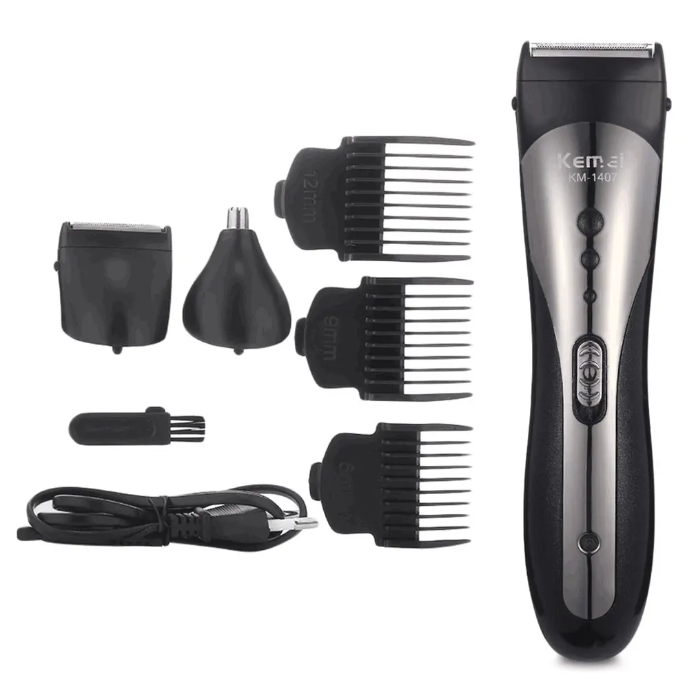 

KEMEI KM-1407 Multifunctional Hair Trimmer Rechargeable Electric Nose Hair Clipper Professional Electric Razor Beard Shaver 2019