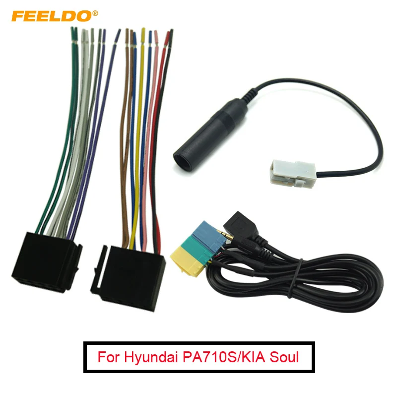 

FEELDO 1Set AUX/USB/Power Harness/Antenna Adapter Suite Set For Hyundai PA710S/KIA Soul Radio/CD/MP3 #FD3240