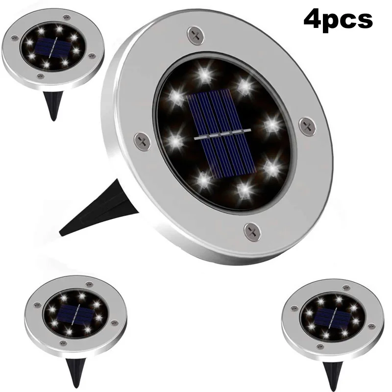 

4-8pcs Solar Path Lights 8 LED Solar Power Buried Light Ground Lamp Outdoor Path Way Garden Decking Underground Lamps smart on a