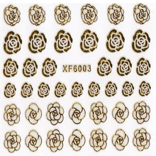新到着 18 24k ゴールデンローズ花 3D デカールネイルアートデコレーションステッカーヒント plastyic ドロップ無料 XF6003(China)