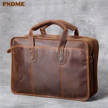 PNDME retro crazy horse cowhide large-capacity handbag briefcase business travel genuine leather laptop shoulder messenger bag
PNDME retro crazy horse cowhide large-capacity handbag briefcase business travel genuine leather laptop shoulder messenger bag