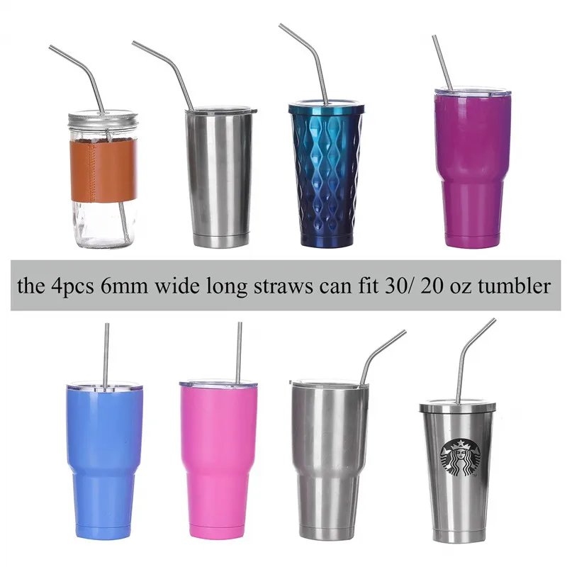 3-6Pcs-Colorful-Reusable-Drinking-Straw-High-Quality-304-Stainless-Steel-Metal-Straw-with-Cleaner-Brush-For