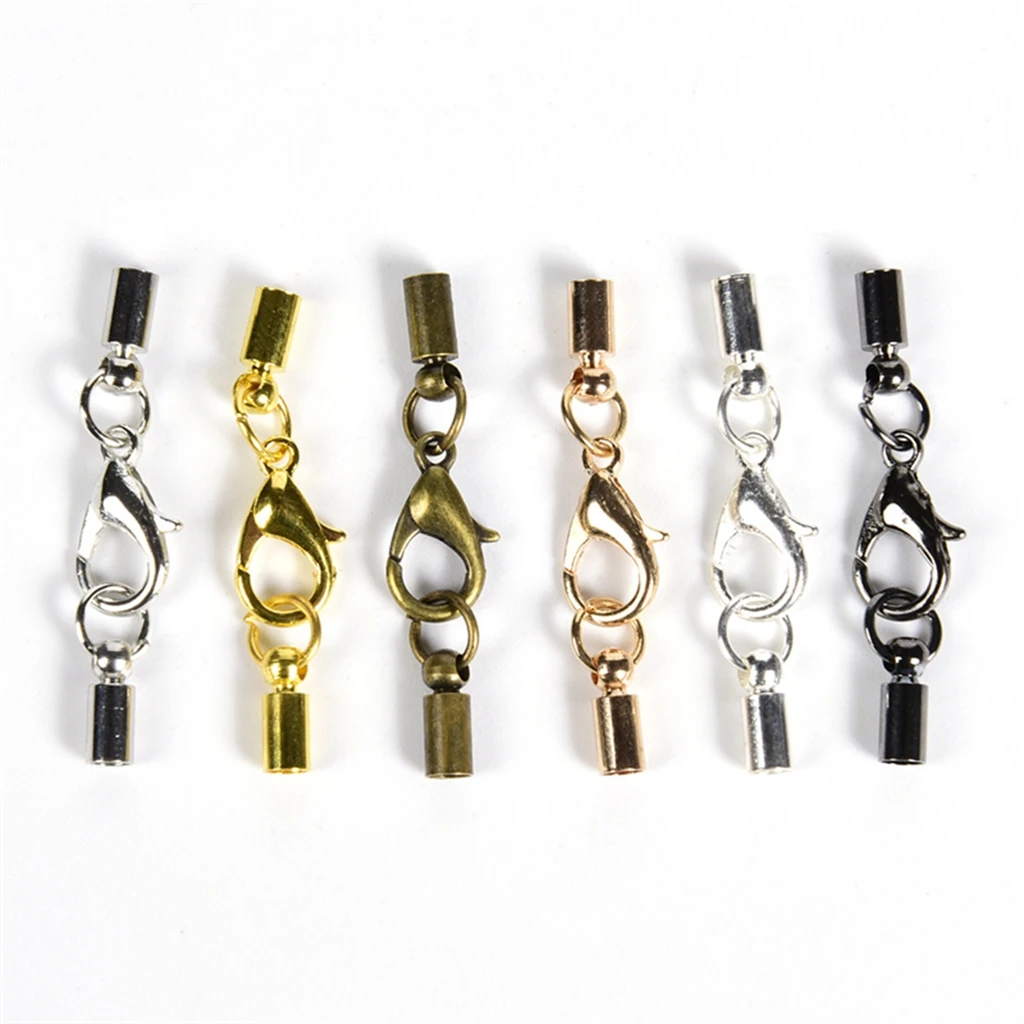 5-10 Set/Lot 3-10mm Leather Cord Tassel End Tip Caps Connectors With Lobster Clasp Jewelry Making Diy Findings | Украшения и