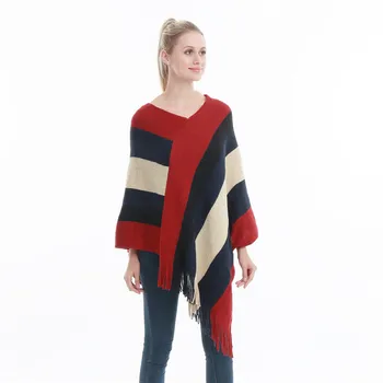 2020 Spring Autumn Knitting Poncho Women Big Size Thick Warm Pullovers Scarf Luxury Brand Knit Stripe Poncho Femme Tassel Cloak
2020 Spring Autumn Knitting Poncho Women Big Size Thick Warm Pullovers Scarf Luxury Brand Knit Stripe Poncho Femme Tassel Cloak